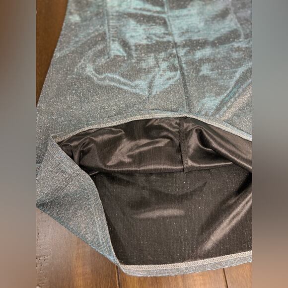 Size S Urban Outfitters Metallic Silver Tinsel Mini Dress Thin Straps y2k Square - Picture 7 of 13